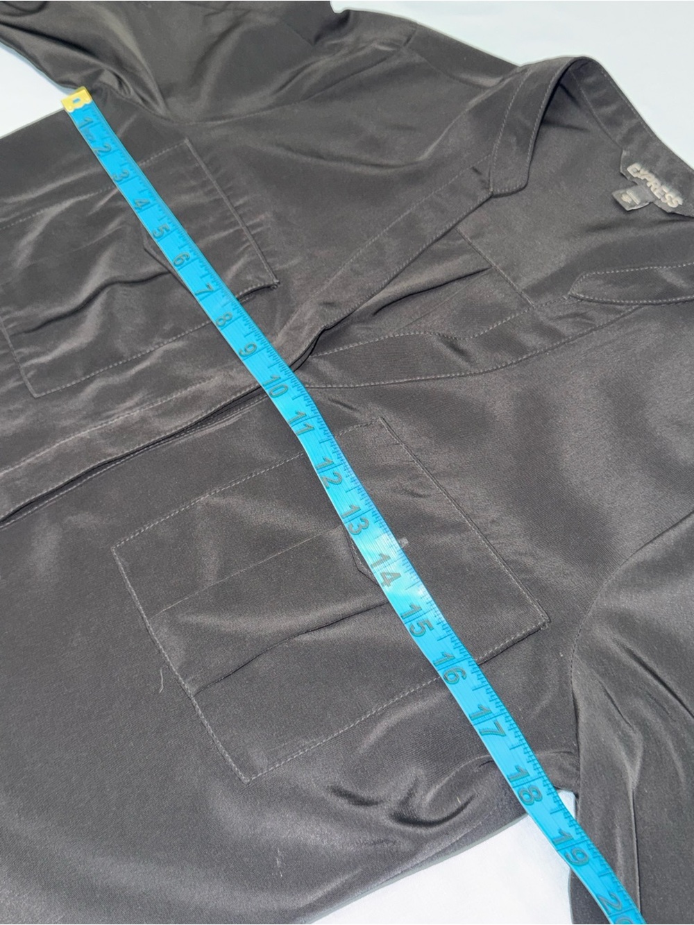 Express Black Utility Shirt Dress Roll Tab Sleeves 4 Pocket Mini Dress Size XS - Picture 5 of 7